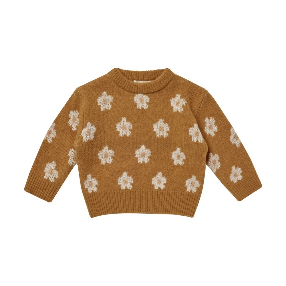 Floral Patterned Brown Sweater